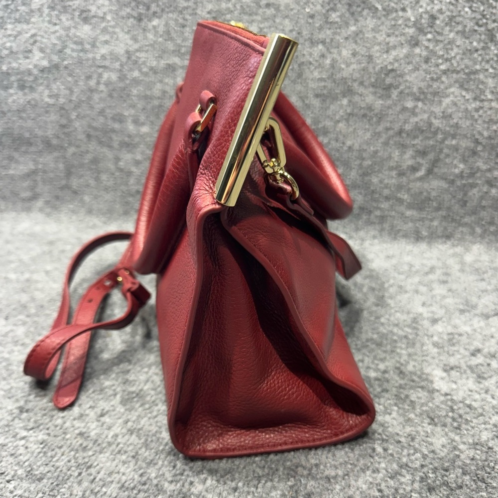 Vince Camuto Deep Red Pebbled Leather Satchel with Detachable Strap PO0129 - Picture 3 of 15